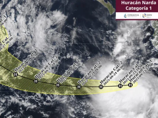 Trayectoria del huracán Narda | AMEXI/FOTO: X @conagua_clima