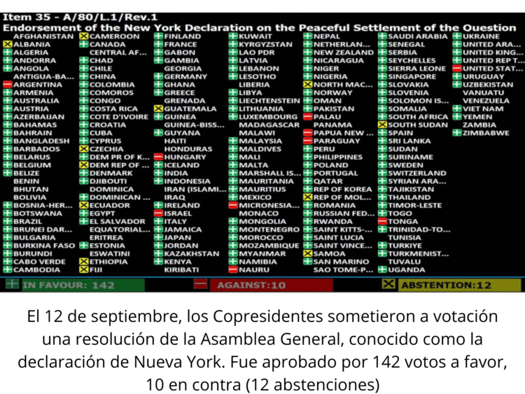 Presidida por Francia y Arabia Saudita, una cumbre sobre una salida pacífica al Genocidio en Palestina, se votó mayoritariamente pero fue vetado por Estados Unidos