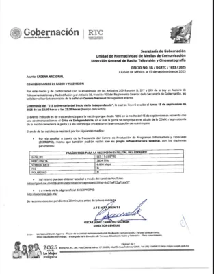 La señal será enviada a través del Centro de Producción de Programas Informativos y Especiales (Cepropie).