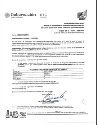 La señal será enviada a través del Centro de Producción de Programas Informativos y Especiales (Cepropie).