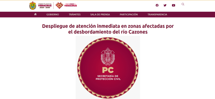 Veracruz: Operativo en municipios por el desbordamiento del río Cazones