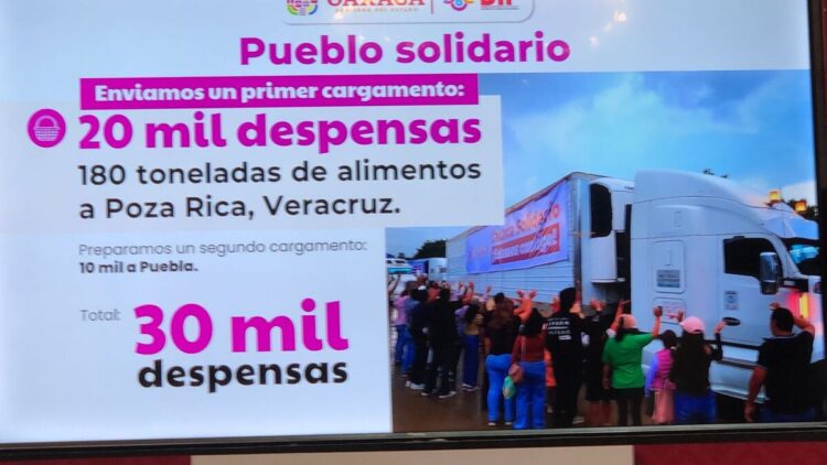 Oaxaca envía 30 mil despensas a los estados afectados por las lluvias