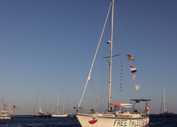 Flotilla que intenta llegar a la Franja de Gaza con ayuda humanitaria. Su ingreso podría romper el plan de Paz