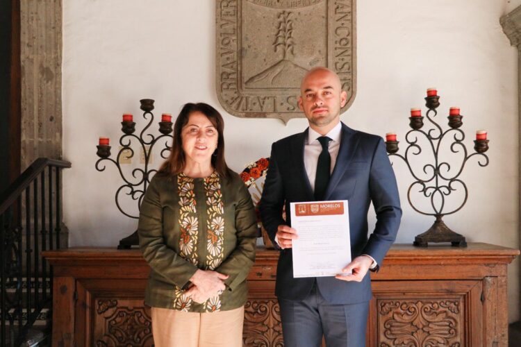 Morelos, 31 de octubre, 2025. La Gobernadora de Morelos designó a Édgar Maldonado nuevo secretario de Gobierno. AMEXI / FOTO: @margarita_gs