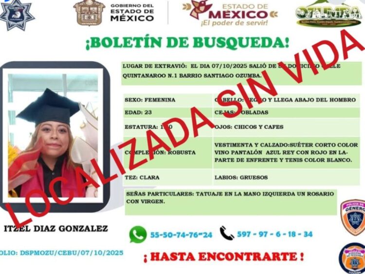A campanadas pidieron buscar a Itzel Díaz, en Ozumba; hallan su cuerpo