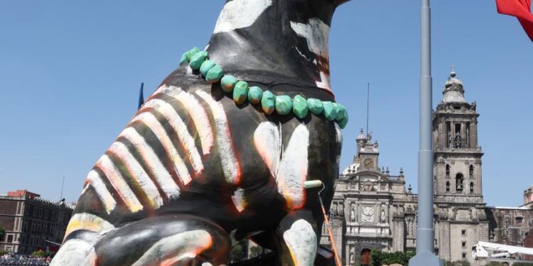 Previo a la inauguración de la Ofrenda Monumental en el Zócalo