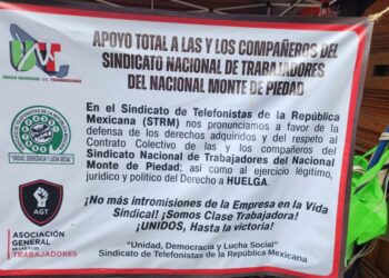 UNT pide intervención de Marath Bolaños para solucionar huelga en el Monte de Piedad. 16 de octubre, 2025 / AMEXI / Foto: Florentino López