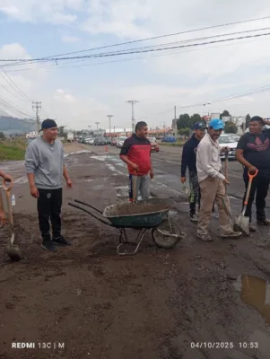 taxistas, bacheo, calles, almoloya 