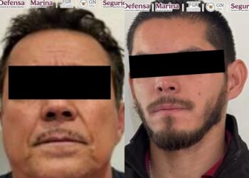 Abdel “N” y Miguel Ángel “N”, detenidos en Sonora por tráfico de armas y drogas a Estados Unidos. AMEXI Foto Especial