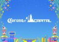 Logo del festival Corona Capital 2025 con el título sobre fondo azul y silueta del Autódromo Hermanos Rodríguez.