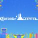 Logo del festival Corona Capital 2025 con el título sobre fondo azul y silueta del Autódromo Hermanos Rodríguez.