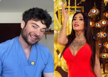 Karina Torres y el Dr. Miguel Padilla posan juntos tras el beso que se volvió viral entre los influencers mexicanos.