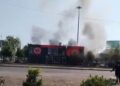 Explosión de pirotecnia provoca incendio en instalaciones de Protección Civil de Nezahualcóyotl. AMEXI Foto Captura de video
