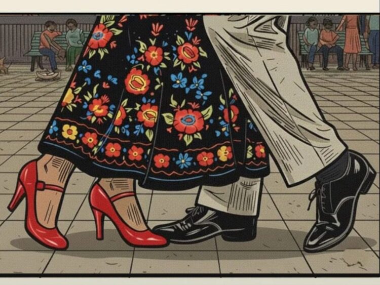 Parejas bailando danzón en el Zócalo de la Ciudad de México durante el Gran Baile de Danzón