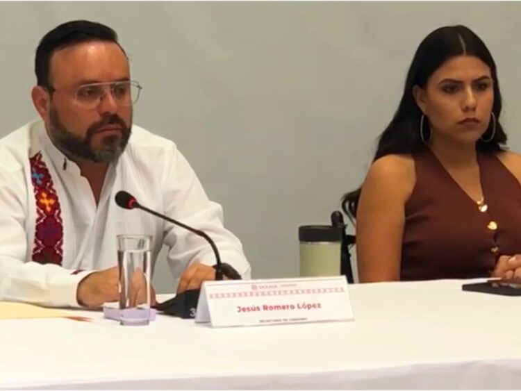 Jesús Romero, secretario de Gobierno de Oaxaca. Exhorto a respetar a las mujeres y a no incurrir en violencia política de género. /AMEXI /Foto: Captura de video.