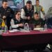 Laura Velázquez Alzúa, coordinadora de PC, y Julio Menchaca, gobernador de Hidalgo, instalan el Puesto de Mando Preventivo ante pronóstico de lluvias. AMEXI Foto Gobierno de Hidalgo