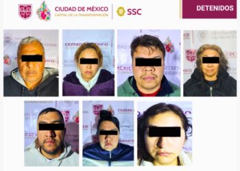 Los siete presuntos integrantes de La Unión Tepito detenidos. AMEXI