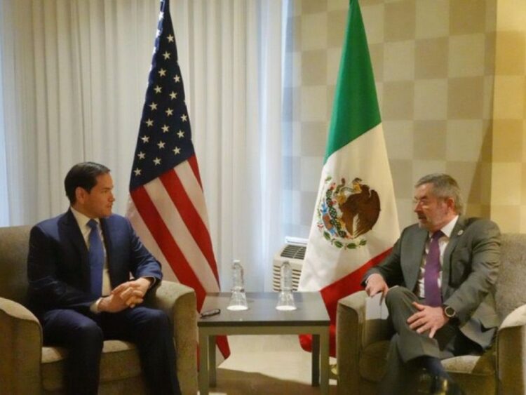 Marco Rubio y Juan Ramón de la Fuente en reunión previa a la Cumbre del G7. AMEXI Foto SRE