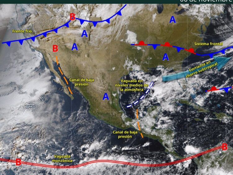 Nuevo frente frío ocasionará un marcado descenso de temperaturas en el norte del país | AMEXI/FOTO: X @conagua_clima
