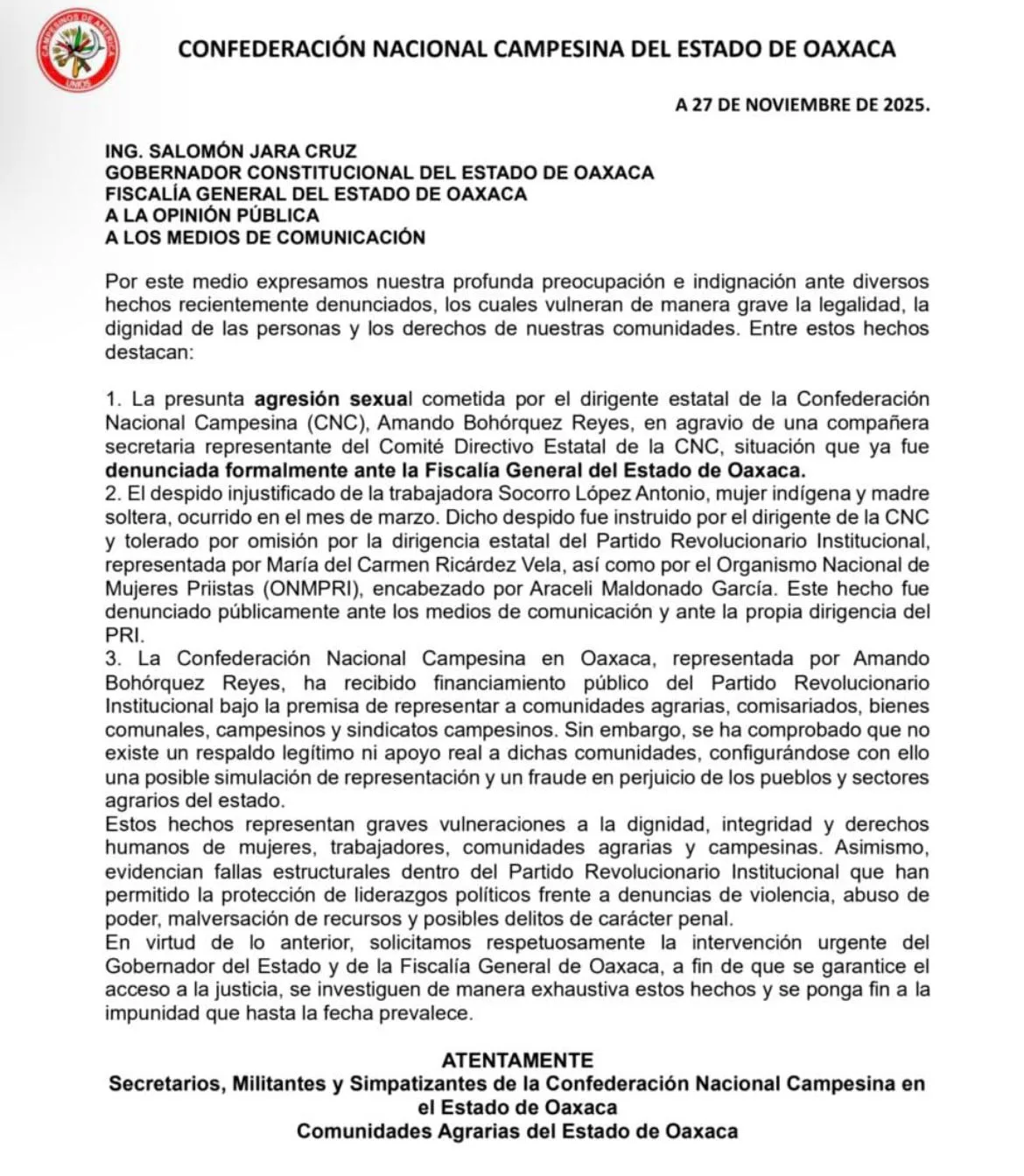 Breves informativas de estados