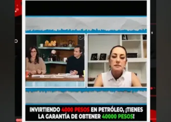 Anuncios fraudulentos con la imagen de Sheinbaum creada con IA que circulan en Google. AMEXI Foto redes sociales