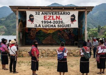 Celebración del 32 aniversario del EZLN en el Caracol de Oventik, Chiapas.