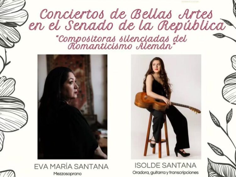 Eva María Santana e Isolde Santana interpretando obras de compositoras silenciadas del Romanticismo alemán en concierto.