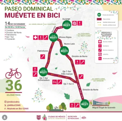 Muévete en Bici recorre 36 km de este domingo sin tráfico.