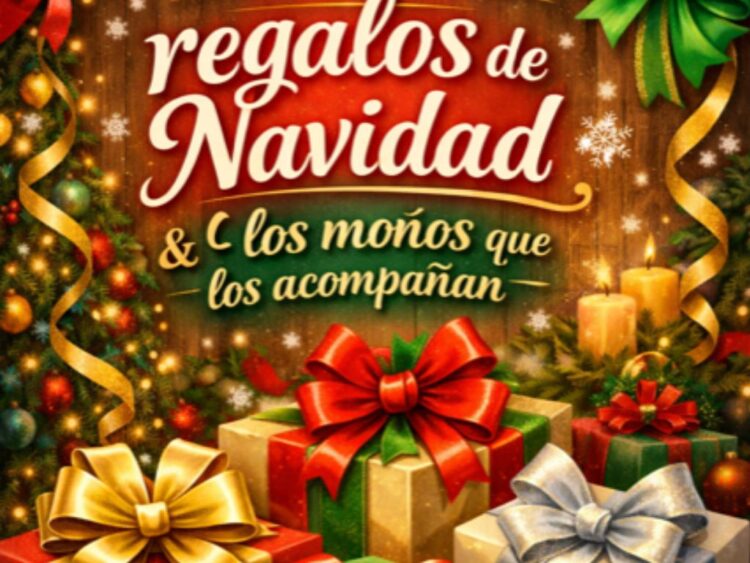 Regalo de Navidad envuelto con papel festivo y moño decorativo que simboliza unión, cariño y generosidad.