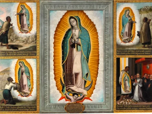 Imagen y apariciones de Nuestra Señora de Guadalupe, José Juárez (1617-1661), Óleo sobre lienzo, 1656, Ágreda (Soria), monasterio de Sor María de Jesús de Ágreda