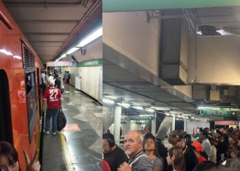 Usuarios del Sistema de Transporte Colectivo (STC) Metro cuestionan la operatividad de la Línea 3 tras una jornada caótica. 7 diciembre 2025/ AMEXI / FOTO: RR SS