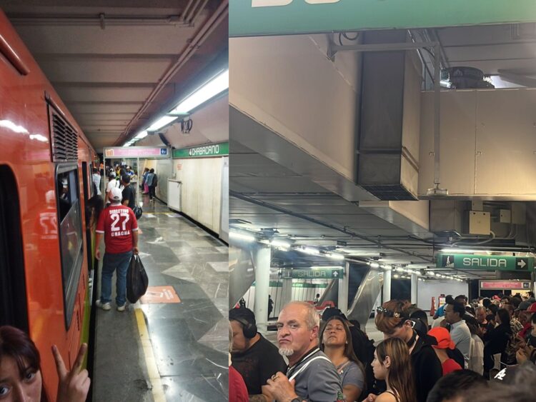 Usuarios del Sistema de Transporte Colectivo (STC) Metro cuestionan la operatividad de la Línea 3 tras una jornada caótica. 7 diciembre 2025/ AMEXI / FOTO: RR SS