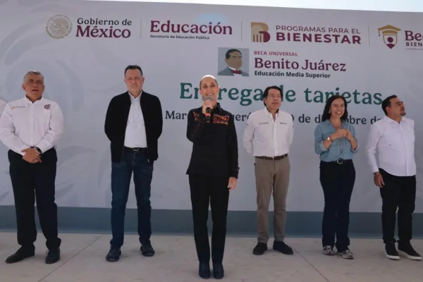 Sheinbaum anuncia que el CBTIS estará concluido el próximo 27 de diciembre para ser inaugurado en febrero de 2026.