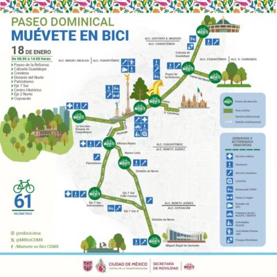Paseo dominical en bici reactiva la CDMX este 18 de enero