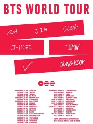 Fechas oficiales de la gira mundial de BTS 2026 con conciertos en Asia, Europa, América y México