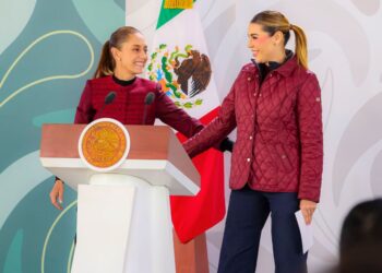 Claudia Sheinbaum, de gira por BC, expreso que su gobierno respalda la administración de Marina del Pilar Ávila. AMEXI