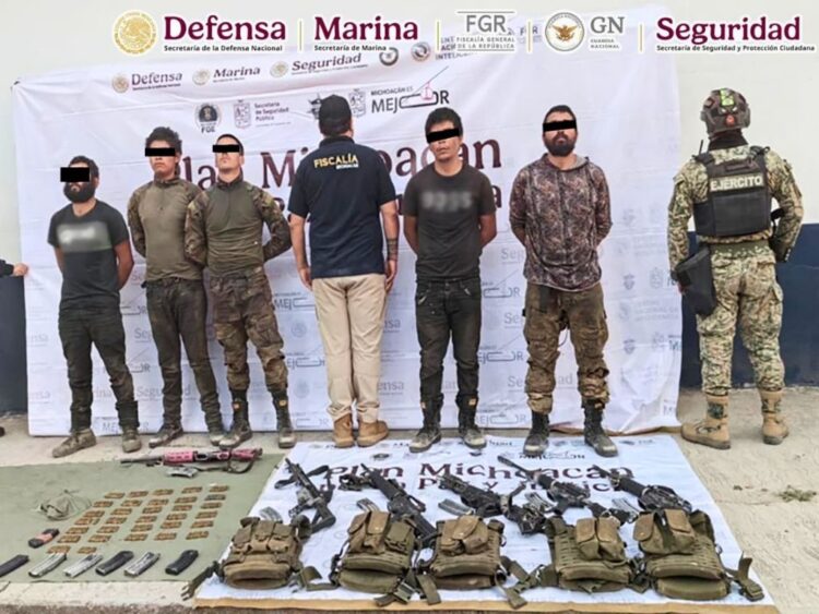 Detenidos en los operativos federales en Michoacán. AMEXI