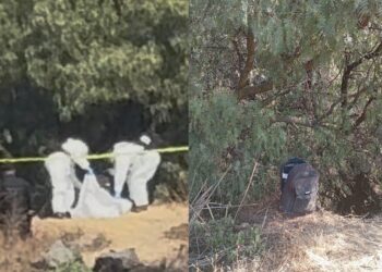 Una cinta de precaución de la policía resguarda una zona boscosa en las cercanías del volcán Xaltepec durante el día. Iztapalapa