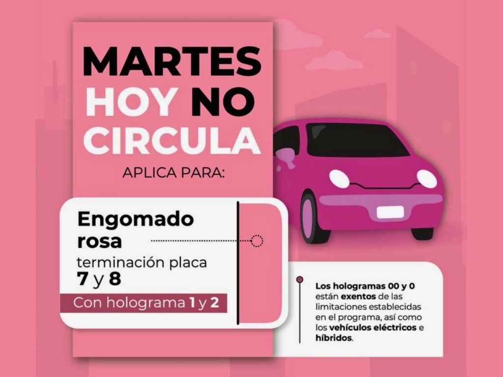 Hoy No Circula martes 13. AMEXI