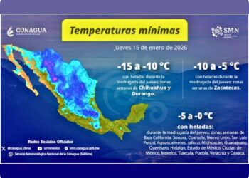 Pronóstico del clima en México para el jueves 14 de enero. AMEXI