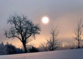 Paisaje invernal durante el solsticio de invierno, cuando se registra la noche más larga del año en el hemisferio norte.