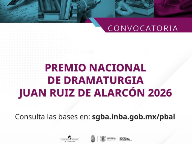 Imagen alusiva al Premio Nacional de Dramaturgia Juan Ruiz de Alarcón 2026, convocado por el INBAL y la Secretaría de Cultura de Guerrero.