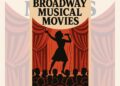 Escena de una película musical basada en Broadway con elenco cantando y bailando en un escenario cinematográfico.