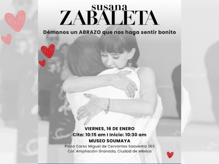 Susana Zabaleta abraza a personas durante su Campaña de Abrazos, un proyecto que promueve el contacto humano y la empatía.