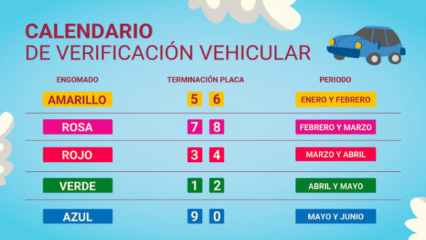 Calendario de verificación vehicular 2026