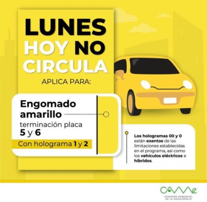 Hoy No Circula lunes 19 enero 2026
