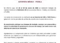 CAPUFE informa a los usuarios de la autopista México-Puebla que del 23 al 28 de enero de 2026 se llevarán a cabo trabajos de mantenimiento.