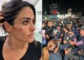 Alessandra Rojo de la Vega, alcaldesa de la Cuauhtémoc, es agredida por ambulantes en Ribera de San Cosme. AMEXI Foto Captura de video