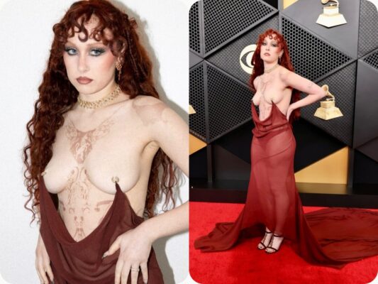 Chappell Roan acaparó todas las miradas con su atuendo en la alfombra roja de los Grammys 2026. | AMEXI/FOTO: IG @chappellroan