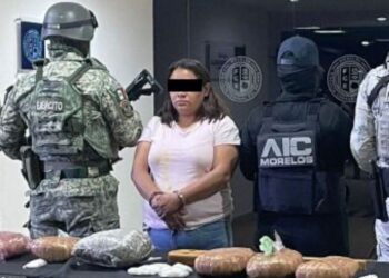 Christian Marlene “N”, excandidata del PRI-PRD a la presidencia municipal de Totolapan, Morelos, detenida por extorsión y posesión de droga. AMEXI Foto David Monrroy